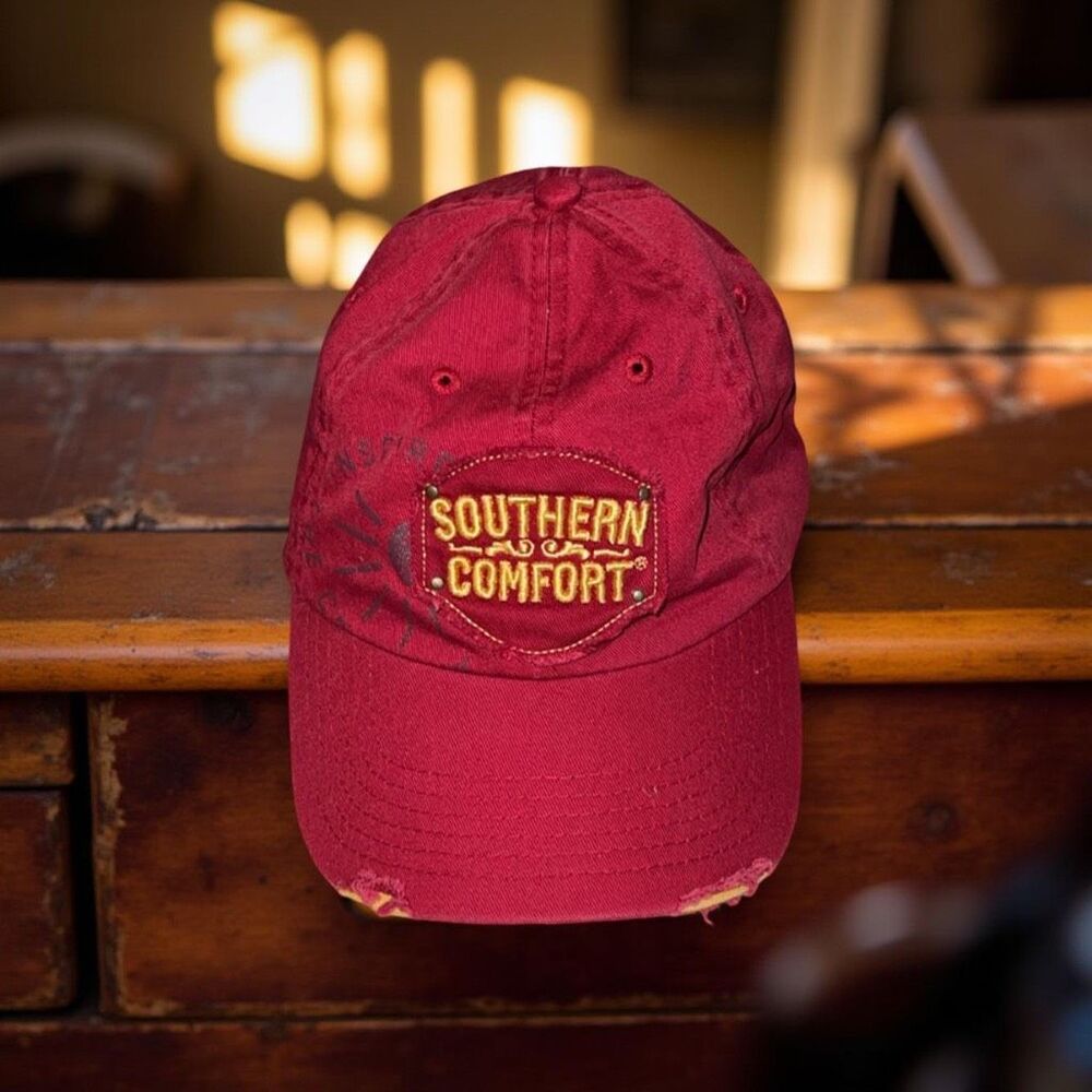 Southern Comfort Distressed Red Cap Adjustable Back Hat